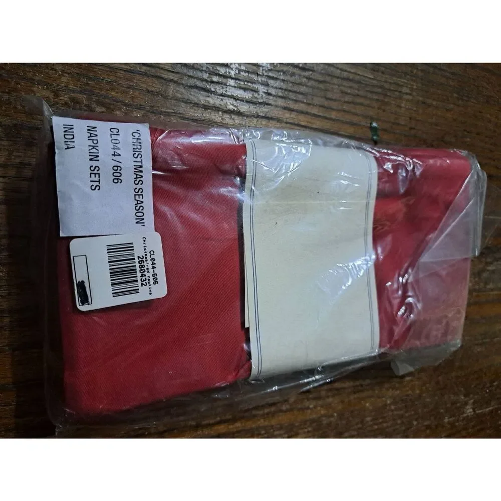 New Mikasa Set 6 Red Holiday Christmas Fabric Napkins Party Wedding Formal Table